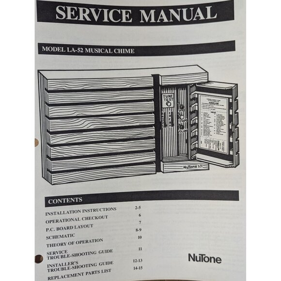 Nutone service manual model LA-52 musical chime - Picture 1 of 5